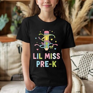 Little Miss Pre-K Coquette Bow Cute Back to School Pre Kindergarten Shirt, Pre-K First Day of School Shirt, Cute Pencil School Shirt