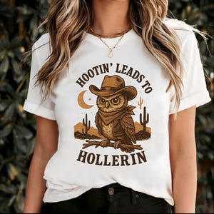 Owl Cowboy Hootin Leads To Hollerin Png, Funny Country Png, Western Women Png, Retro Cowgirl Gift Western Owl Png, Digital Download