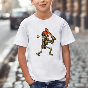 Chemise d'Halloween squelette de baseball, Costume drôle hommes garçons chemise pour enfants, chemise de baseball, chemise de pichet de receveur de joueur d'Halloween, cadeau de baseball