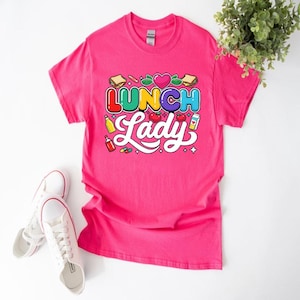 Kleurrijk shirt lunchdame waardering retro terug naar school, shirt cafetaria crew, shirt leuk cafetariapersoneel, shirt beste lunchdame ooit