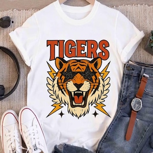 Retro Star-Eyed Tigers Mascot Png, Tigers School Mascot Png, School Spirit Game Day PNG, Favorite Team Png, Digital Download