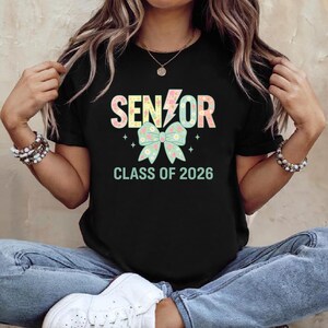 Senior 2026 Coquette Floral Lightning Bolt Graduation, Graduation Gift for High School Seniors, Graduation 2026 Shirt, Coquette Senior 2026