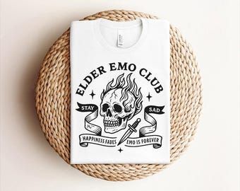 Elder Emo Club PNG, grafika czaszki, projekt Stay Sad (pobieranie cyfrowe)