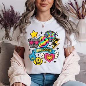 Bulldogs Preppy Mascot Coquette Shirt, Retro Bulldogs Mascot School Spirit Shirt, Sports Team Shirt, Let&#39;s Go Bulldogs Shirt, Bulldogs Shirt