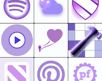 Purple and White Icon Pack - Lifetime Updates 300+ Icons