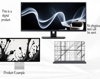Black and White Monitor Wallpapers | 15 Designs (Digital Download)