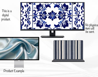 Blue White Monitor Wallpaper Pack | 15 Desktop Backgrounds (Digital Download)