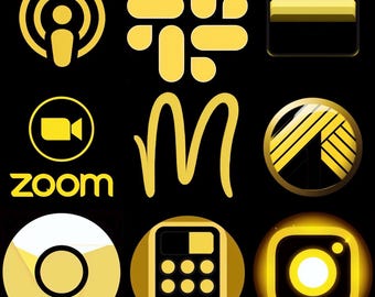Yellow and Black Icon Pack - Lifetime Updates 300+ Icons