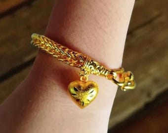 タイゴールドメッキバングルブレスレットセット7個：ハンドメイド18K