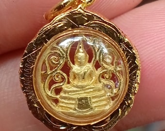 Phra Luang Phor Sothorn Buddha Amulet 24K Gold Thai Talisman Luck & Health Charm Protection