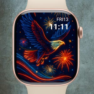 Apple Watch Wallpaper 4th of July Eagle Bald Eagle & American Flag Digital Face  USA Fireworks Watch Background Independence Day Download