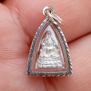 Phra Buddha Chinnarat Statue Silver Amulet Thai Buddha Pendant Talisman