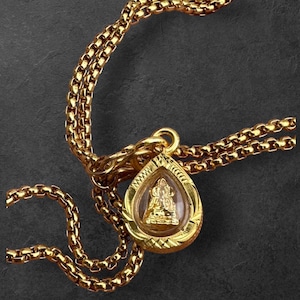Thai Amulet Necklace Phra Somdej Chinnarat Pendant Gold Plated Jewelry Blessed Buddhist Talisman money Good Luck rich protection Wealth Gift
