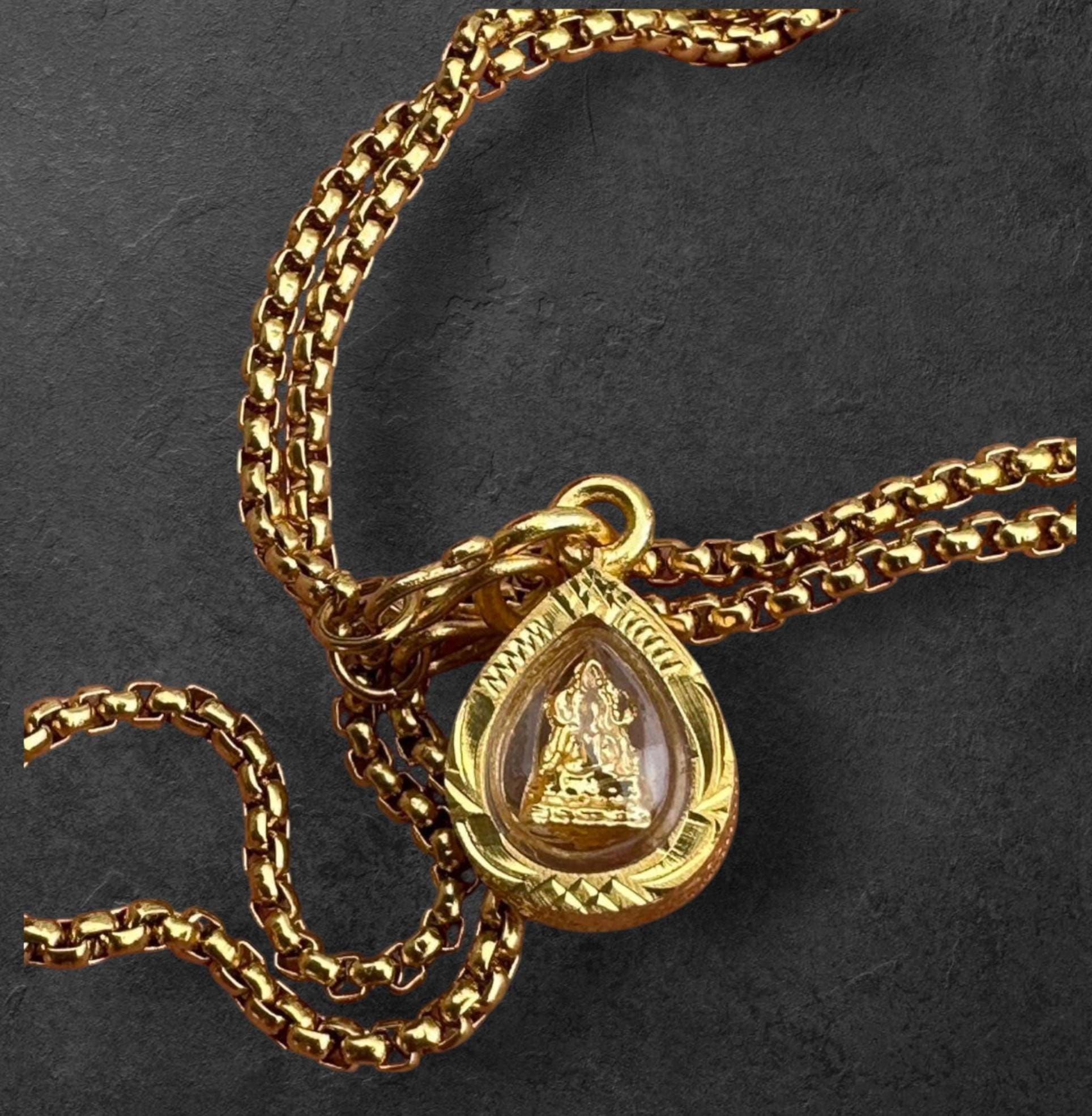 Thai Amulet Necklace Phra Somdej Chinnarat Pendant Gold Plated Jewelry Blessed Buddhist Talisman money Good Luck rich protection Wealth Gift