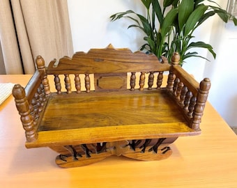 Teak Wood Buddha Altar Shelf: Handmade Thai Wall Shrine