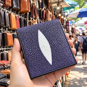 Leather wallet Stingray Bifold Black Mens  Wallet Credit Card Holder