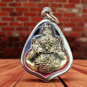 Rahu Moon Eater Amulet: Brass Thai Buddhist Protection Pendant