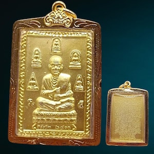 Somdej Phra Phutthachan Toh Wat Rakhang Thai Amulet Rear Chinabanchorn Talisman Script Gold Micron Case Blessed POWERFUL Buddha Pendant Gift