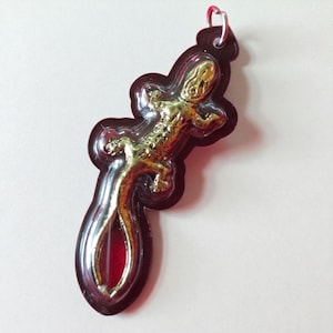 Powerful Thai Double-Tail Gecko Lizard Thai Amulet Buddha Pendant Wealth Luck Charm Love Protection Sacred Talisman for Business & Fortune