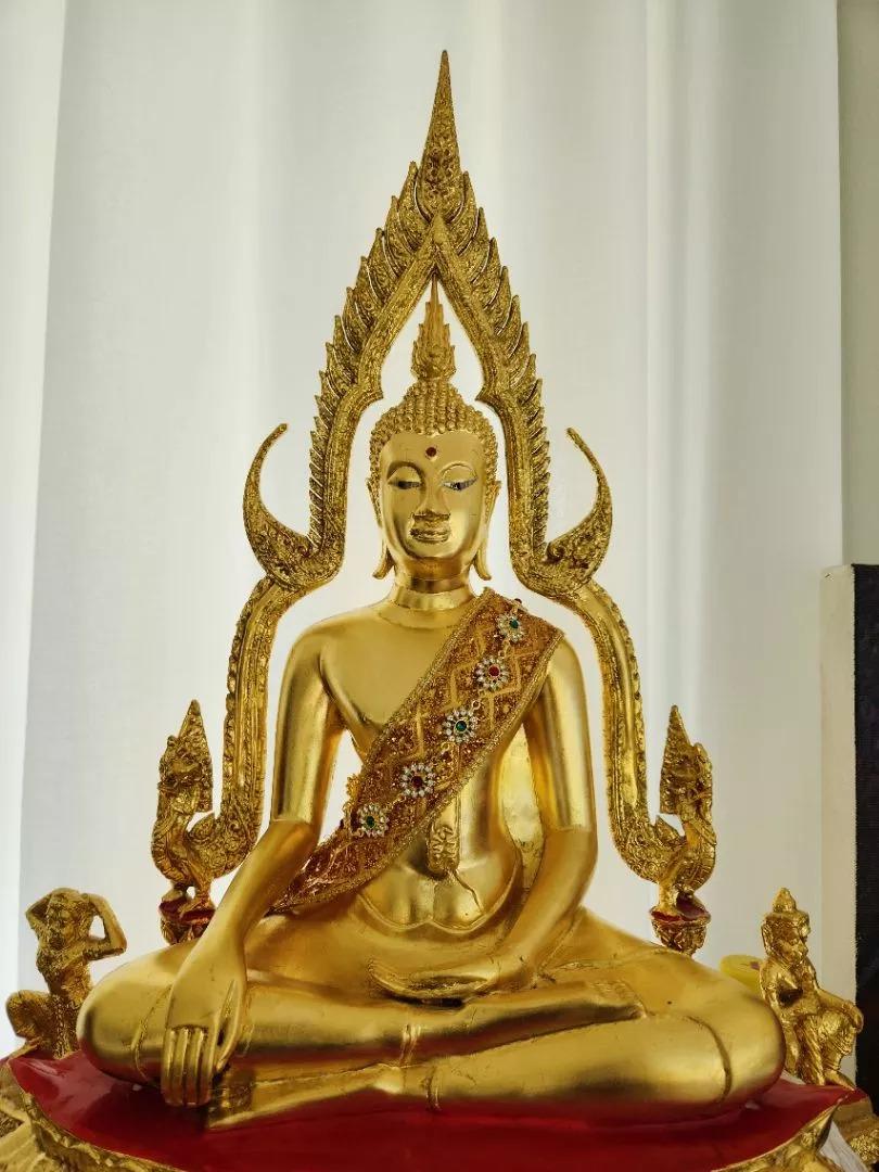 Thai Buddha Statue Robe Set with Crystal Pendant Sequin Clothes Sculpture Altar Sash