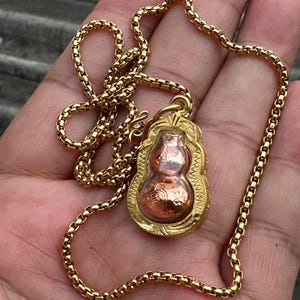 Thai Amulet Golden Gourd Pendant Necklace Gold Plated Jewelry Wealth & Fortune Talisman Feng Shui Lucky  for Prosperity and Success gift