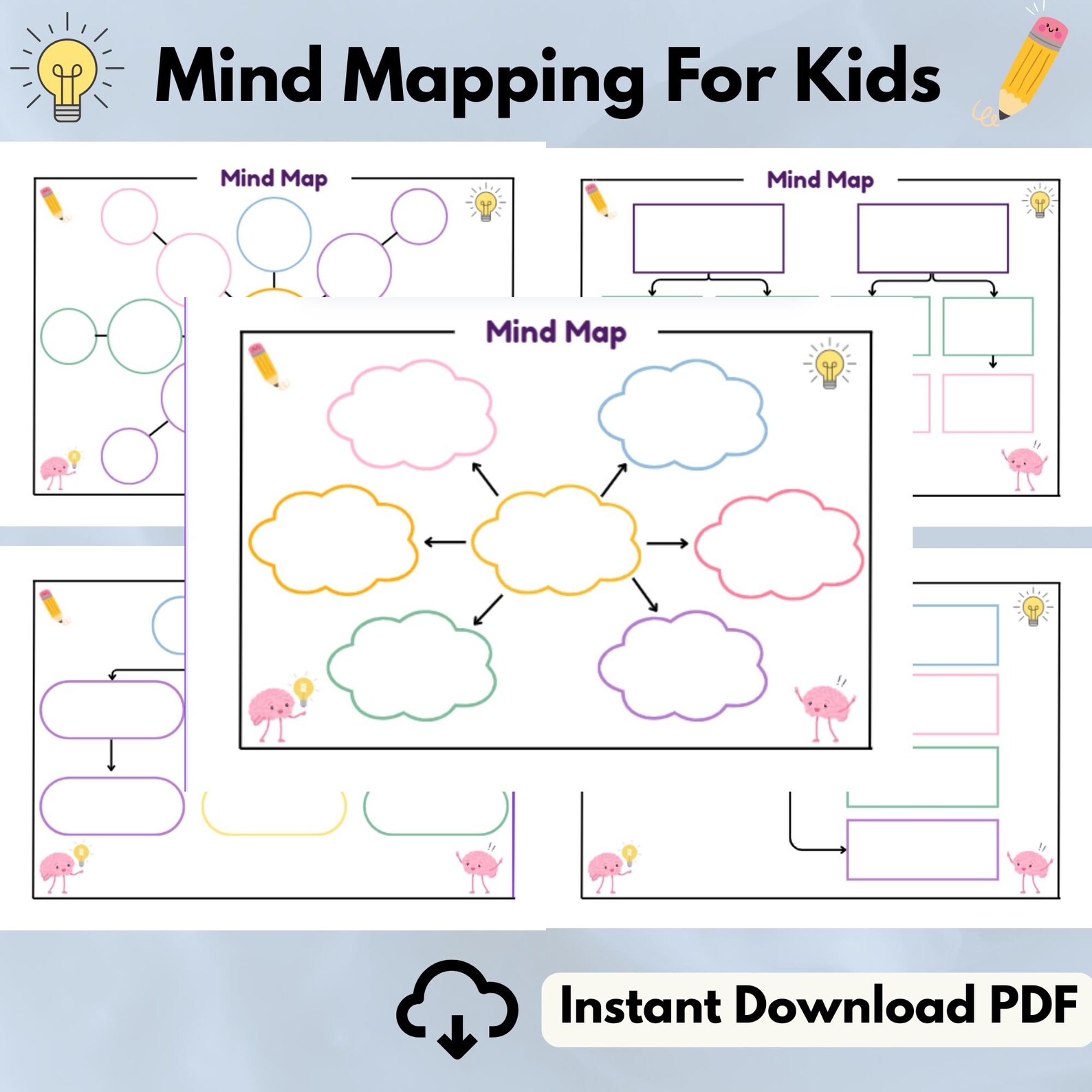 Printable Kids Mind Mapping Templates – 5 Fun & Colourful Brainstorming ...