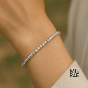 Moissanite Tennis Bracelet | D Colour VVS1 Diamond Grade Moissanite | Sterling Silver Dainty Bracelet for Her | Diamond Tester Safe