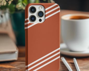 Terracotta Stripes Phone Case: Minimalist Protective Hard Cover