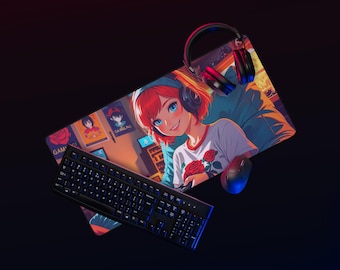 Gamer Girl Desk Mat | Large Gaming Mouse Pad | Cute Desk Accessory
