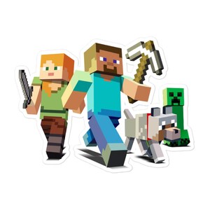 Minecraft Kiss Cut Sticker | Steve Alex Wolf & Creeper Decal | Durable Gamer Vinyl Decal | Laptop Water Bottle Sticker
