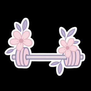 Floral Barbell Die-Cut Sticker | Cute Workout Decor, Gym Enthusiast Gift, Laptop Decor, Sticker for Fitness Lovers, Floral Fitness Stickers
