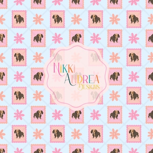 Dachshund Dog Seamless Pattern: Floral Puppy Digital Paper (PNG Downloadable File)