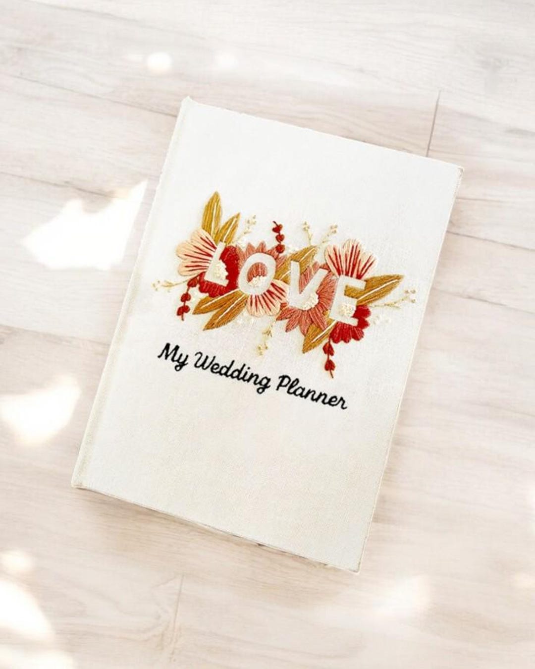 Notebook Engaged LOVE - Custom Hand Embroidered Notebook, Wedding Planning Book ...