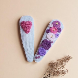 Roses Hair Clip for Girls, Custom Embroidery TearDrop Hair Clip, Hand Embroidered Hair Clip, Handmade Linen Hair Accessories