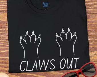 Claws Out Tee, Animal Paws Graphic T-Shirt, Minimalist Sassy Shirt, Unisex Softstyle Top, Funny Cat Lover Gift, Animal Shirt