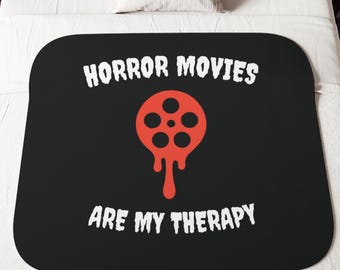 Sherpa Blanket Horror Movies Are My Therapy, Movie Lovers Gift, Scary Movie Fan Throw Blanket, Cozy Movie Night Decor, Halloween Decor