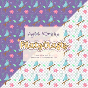 Cute Parrot Seamless Digital Pattern, Parrot Pattern, Bird Pattern, Printable Paper, Cute Parrot ClipArt, JPG & PNG, Instant Download