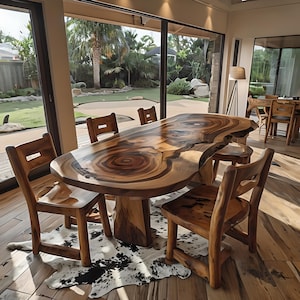 Live Edge Dining Table | Natural Wood Table for 4-6 People