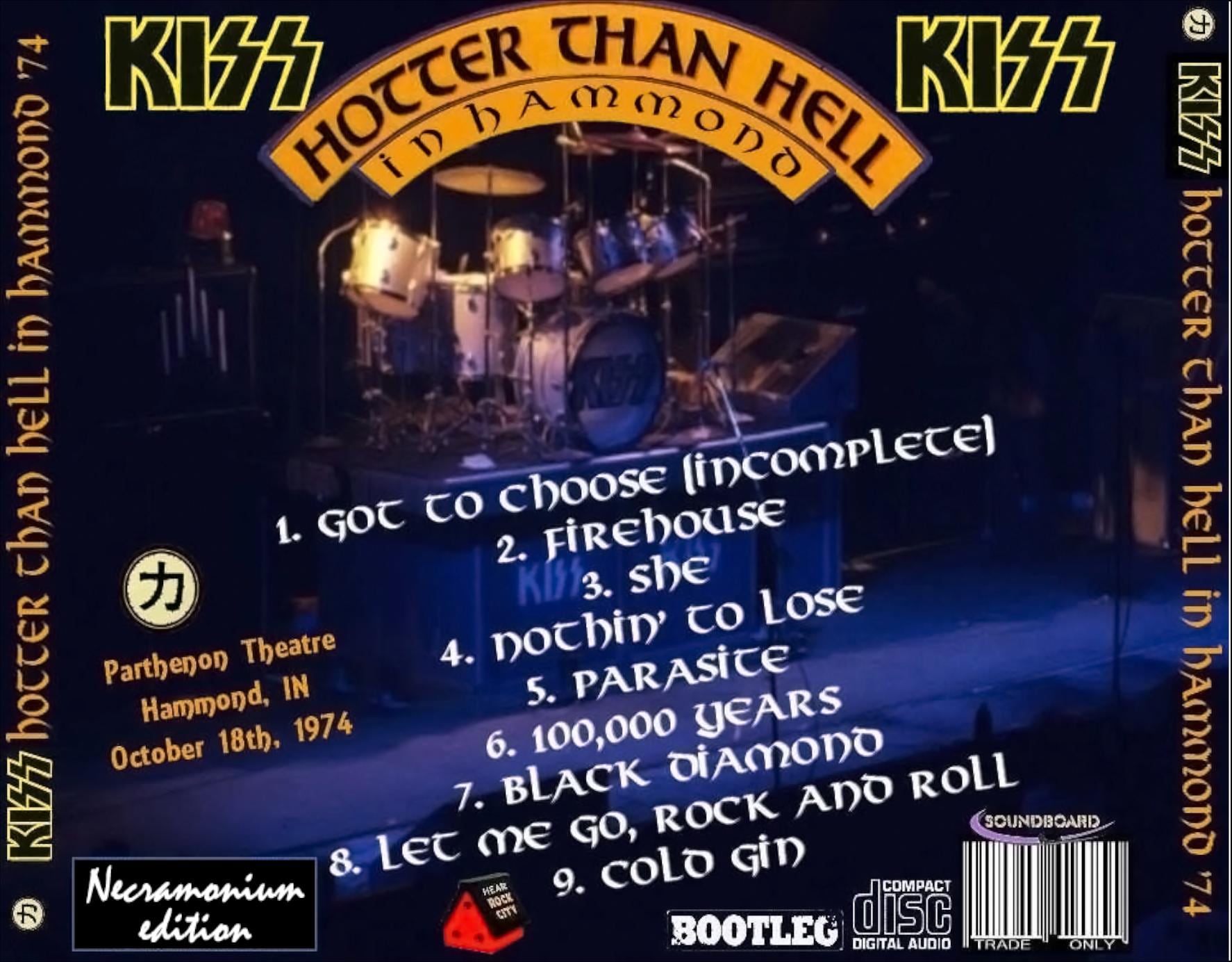 Kiss: Live CD Parthenon Theatre, Hammond, IN October 18, 1974 Gene