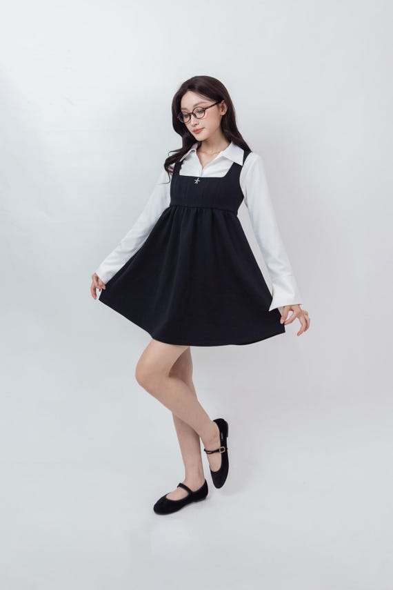 long sleeve black dress midi Final Sale Plus Size Long Sleeve Side Knot Wrap Midi Dress in Black main image 1