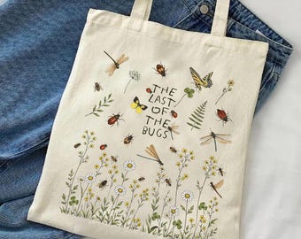 The Last of The Bugs Bag, NK Divide Indie Folk Canvas Tote Bag, Insect Music Bag