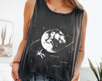 Orbiter Song Inspired Tank Top, NK Indie Folk Comfort Color Shirt, Retro Moon Tee, The Divide Tour Shirt