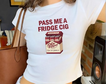 Dr Pepper Fridge Cig Baby Tee, Y2K 90s Crop Top, Soda Lover Shirt