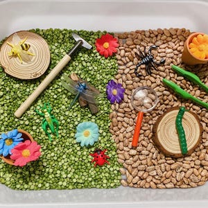 Garden and Bugs Sensory Bin Kit for Toddlers – Nature Sensory Play, Insect Toy Set, Montessori Activity, Preschool Learning Gift