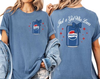 Bonita camiseta con estampado para amantes de los refrescos, camiseta Comfort Colors® con estética femenina de cola, camiseta Comfort Colors® para una chica que ama Pepsi