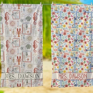 Custom Bride Beach Towel, Personalized Bride Beach Towel, Bachelorette Pool Towel, Vacation Gift, Wedding Beach Towel, Mrs. Beach Towel Gift