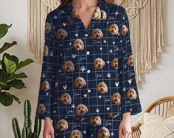 Custom Pet Photo Pajamas, Personalized Pet Face PJs, Matching Family Outfit, Pet Gift for Owners, Custom Dog Cat Pants