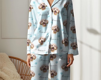 Custom Pet Photo Pajamas, Personalized Pet Sleepwear, Matching Family Outfit, Cute Pet Lover Gift, Custom Pants Set