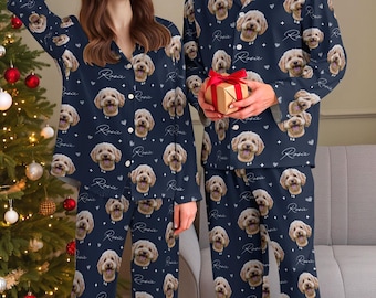 Custom Pet Photo Pajamas, Personalized Pet Sleepwear, Matching Family Outfit, Cute Pet Lover Gift, Custom Pants Set