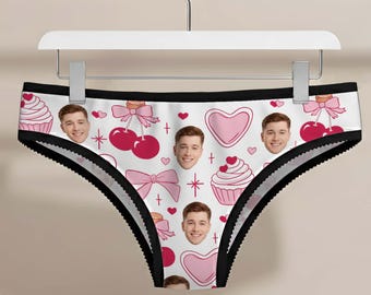 Funny custom face slip slip, gepersonaliseerde slip met foto, cadeau voor vriendin, Valentijnsdagcadeaus, humoristisch damesondergoed